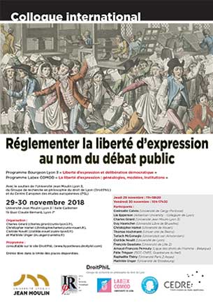 Réglementer la liberté d'expression au nom du débat public - 29-30 novembre 2018